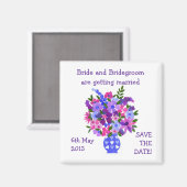 カスタマイズ可能な日付マグネットの保存、ブーケ マグネット (正面/裏面)