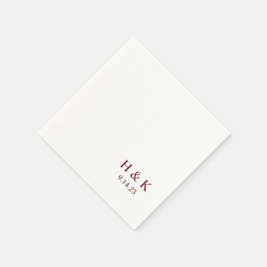 カスタマイズ可能な日付モノグラムカクテルナプキンス スタンダードカクテルナプキン (角)