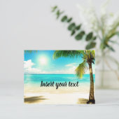 カスタマイズ可能な日当たりの良いビーチの景色 ポストカード (スタンド正面)
