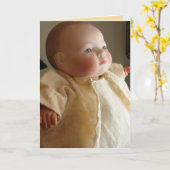 カスタマイズ可能な旧式で従属的なLoの人形の挨拶状- カード (黄色い花)