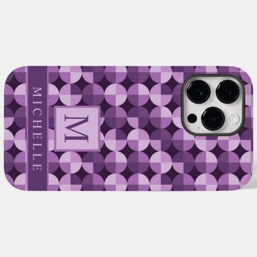 カスタマイズ可能な明るいダークパープルジオメトリ Case-Mate iPhoneケース (裏面 (横))