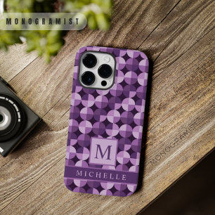 カスタマイズ可能な明るいダークパープルジオメトリ Case-Mate iPhone 14 PRO MAXケース
