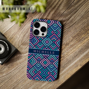 カスタマイズ可能な明るいダークブルーピンクの幾何学的 Case-Mate iPhone 14 PRO MAXケース
