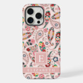 カスタマイズ可能な明るい暗いベビーピンクペイズリーパターン iPhoneケース (裏面)