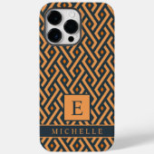 カスタマイズ可能な明るい濃いオレンジ色のグレージオメトリ Case-Mate iPhoneケース (裏面)