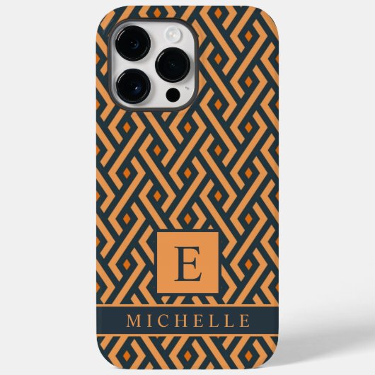 カスタマイズ可能な明るい濃いオレンジ色のグレージオメトリ Case-Mate iPhoneケース (裏面)