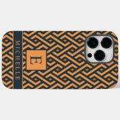 カスタマイズ可能な明るい濃いオレンジ色のグレージオメトリ Case-Mate iPhoneケース (裏面 (横))