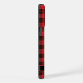 カスタマイズ可能な明るい赤ピンク市松模様にブラック iPhoneケース (右側面)