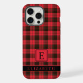 カスタマイズ可能な明るい赤 ピンク 黒の市松模様  iPhoneケース (裏面)