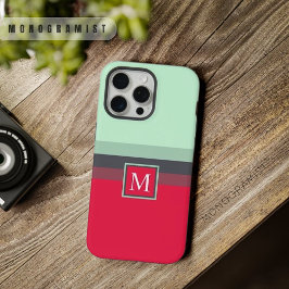 カスタマイズ可能な明るい青灰色ピンク赤のカラーブロック iPhone 15 PRO MAXケース