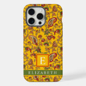 カスタマイズ可能な明るい黄色の赤い緑のペイズリー iPhoneケース (裏面)