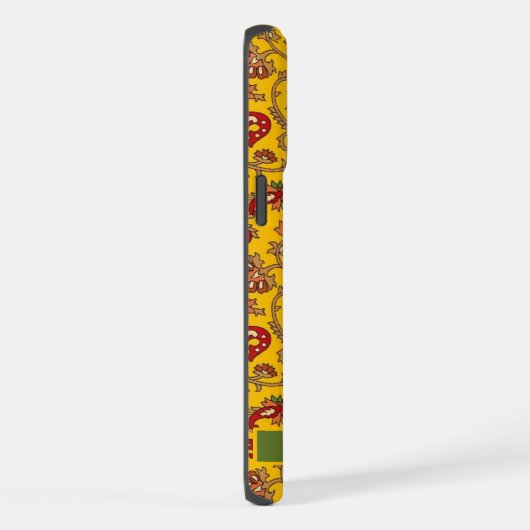カスタマイズ可能な明るい黄色の赤い緑のペイズリー iPhoneケース (右側面)