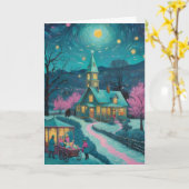 カスタマイズ可能な星空の夜のユニーククリスマス カード (黄色い花)