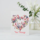 カスタマイズ可能な春の花フローラハート型 シーズンポストカード (スタンド正面)