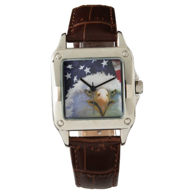 カスタマイズ可能な時計アメリカ国旗 腕時計 (正面)