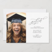 カスタマイズ可能な書道写真大学卒業 案内状 (裏面)