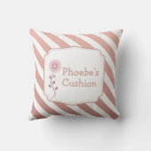 カスタマイズ可能な最小限の子供バラストライプ金ゴールド クッション (裏面)