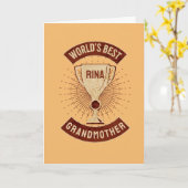 カスタマイズ可能な最高の世界のおばあちゃんと名前の変更 カード (黄色い花)