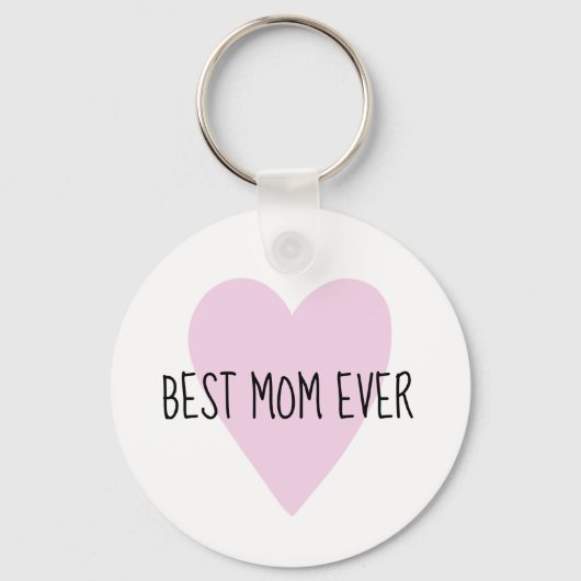 カスタマイズ可能な最高のMom Ever Pinkハート キーホルダー (正面)