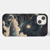カスタマイズ可能な月明かりの海の波 ファンタジー iPhoneケース (裏面横)