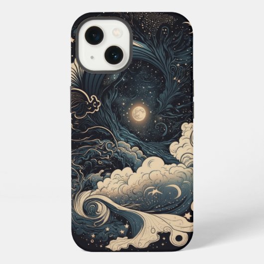 カスタマイズ可能な月明かりの海の波 ファンタジー iPhoneケース (裏面)