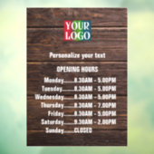 カスタマイズ可能な木材ロゴ文字営業営業時間 ウィンドウサイン (シート3)