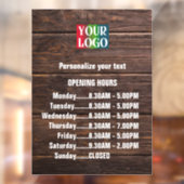 カスタマイズ可能な木材ロゴ文字営業営業時間 ウィンドウサイン (シート2)