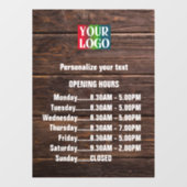 カスタマイズ可能な木材ロゴ文字営業営業時間 ウィンドウサイン (シート)