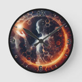 カスタマイズ可能な未来的デジタル六角オーラ ラウンド壁時計 (正面)