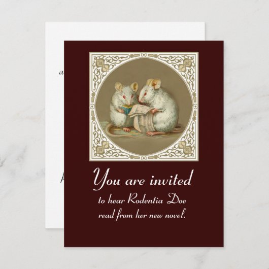 カスタマイズ可能な本の読むこと 招待状 (正面/裏面)