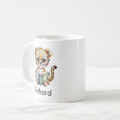 カスタマイズ可能な本を読むキュートなチーター コーヒーマグカップ (正面左)