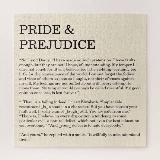 カスタマイズ可能な本引用文Jane Austen ジグソーパズル (縦)