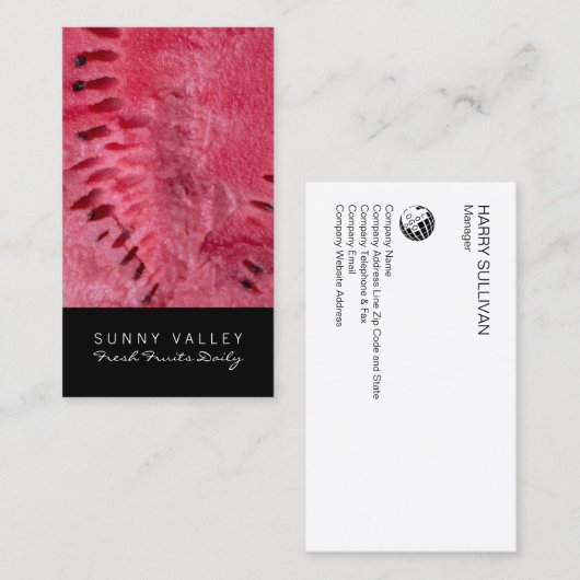 カスタマイズ可能な果物クローズアップ小売卸売バス 名刺 (正面/裏面)