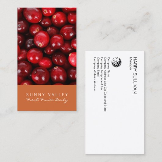 カスタマイズ可能な果物クローズアップ小売卸売 名刺 (正面/裏面)