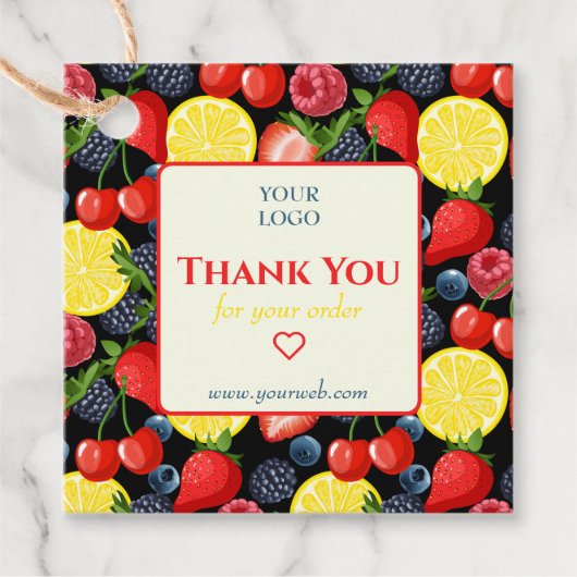 カスタマイズ可能な柑橘系ビジネスサンキューラベル フェイバータグ (正面)