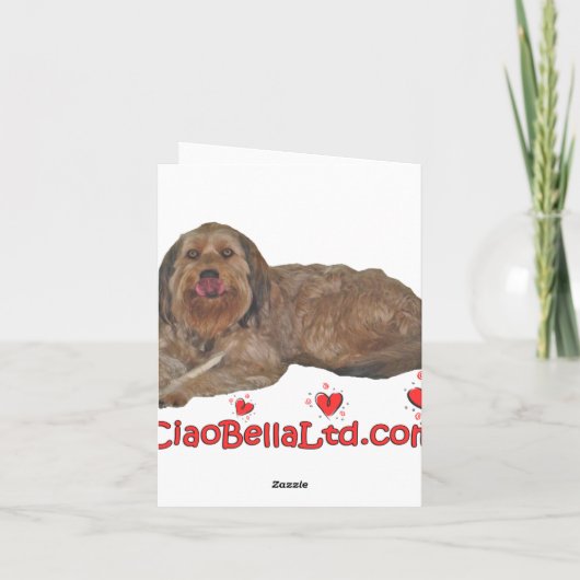 カスタマイズ可能な柴犬犬と赤いハート シーズンカード (裏面)