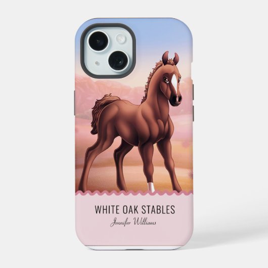 カスタマイズ可能な栗毛の子馬 iPhone 15ケース (裏面)