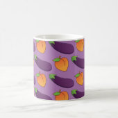 カスタマイズ可能な桃とナス コーヒーマグカップ (中央)