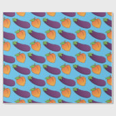 カスタマイズ可能な桃とナス ラッピングペーパー (フラット)