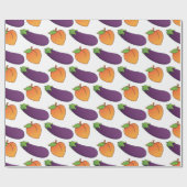 カスタマイズ可能な桃とナス ラッピングペーパー (フラット)