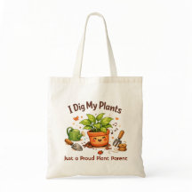 カスタマイズ可能な植物トートバッグ "I Dig My Plants"