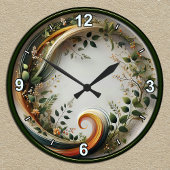 カスタマイズ可能な植物旋回自然デザイン ラウンド壁時計