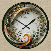 カスタマイズ可能な植物旋回自然デザイン ラウンド壁時計