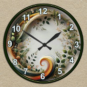 カスタマイズ可能な植物旋回自然デザイン ラウンド壁時計
