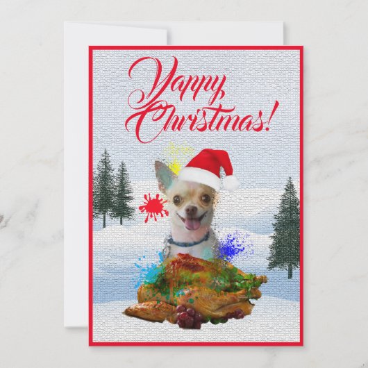 カスタマイズ可能な楽しいチワワのクリスマスカード 案内状 (正面)