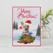 カスタマイズ可能な楽しいチワワのクリスマスカード 案内状 (スタンド正面)