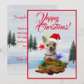 カスタマイズ可能な楽しいチワワのクリスマスカード 案内状 (正面/裏面)