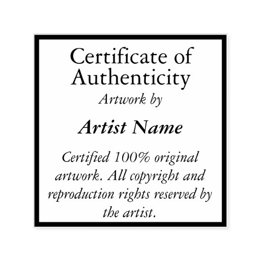カスタマイズ可能な正方形のCertificate of Authenticity セルフインキングスタンプ (デザイン)