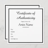 カスタマイズ可能な正方形のCertificate of Authenticity ノートカード (正面/裏面)