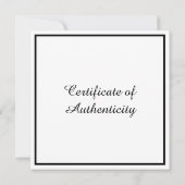 カスタマイズ可能な正方形のCertificate of Authenticity ノートカード (裏面)